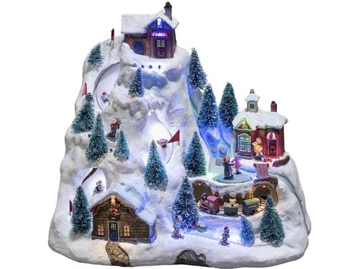 [90293172 1537607] Konstsmide LED-Figur Szenerie Skipiste mit Animation, Mehrfarbig