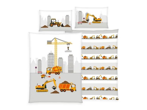 [90293722 1522111] Herding Kinder Bettwäschegarnitur Baustelle 160 x 210 cm