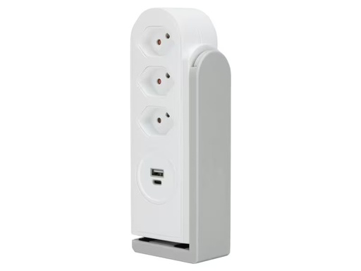 [90293847 1556734] STEFFEN Tischsteckdosenleiste Clamp 3x T13, USB-A+C, Weiss