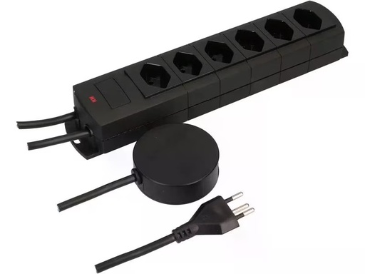 [90293896 1554280] Max Hauri Steckdosenleiste Prime Line 6x T13 mit ext. Schalter Schwarz