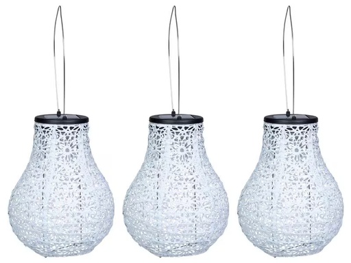 [90294332 1563663] COCON Lampion LED Solar Birne, Hellgrau, 3 Stück