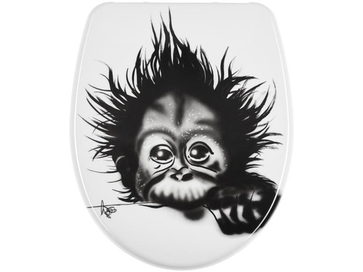 [90294755 1560077] diaqua® Toilettensitz Monkey mit Absenkautomatik, Weiss/Schwarz
