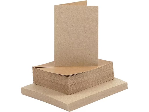 [90295198 1557080] Creativ Company Blankokarte und Couvert 10.5 x 15 cm, 50 Stück, Braun