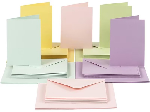 [90295376 1557076] Creativ Company Blankokarte und Couvert 10.5 x 15 cm, 50 Stück, Pastell