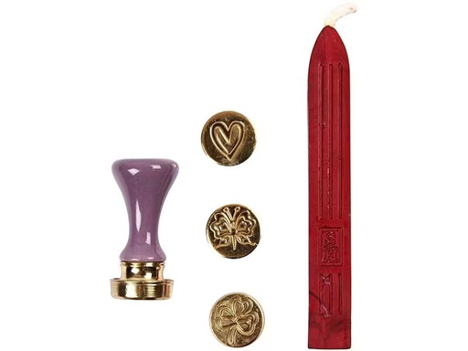 [90295547 1556985] Creativ Company Stempelset Siegel Herz/Kleeblatt/Schmetterling, Rot