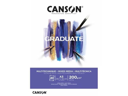 [90295565 1564917] Canson Zeichenblock Graduate Mixed Media A3, 20 Blatt