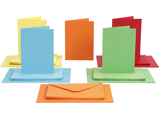 [90295601 1557077] Creativ Company Blankokarte und Couvert 10.5 x 15 cm, 50 Stück, Mehrfarbig
