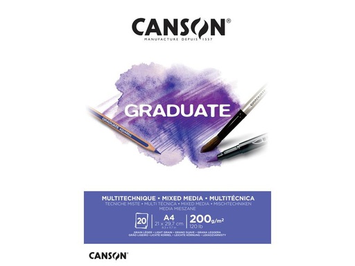 [90295659 1564916] Canson Zeichenblock Graduate Mixed Media A4, 20 Blatt