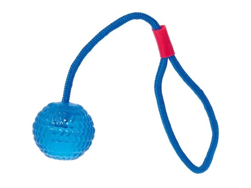[90295680 1560506] SwissPet Hunde-Spielzeug Ball mit Wurfseil, Ø 7 cm, Hellblau