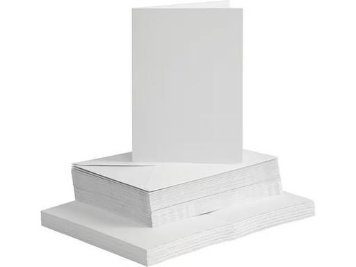 [90295706 1557078] Creativ Company Blankokarte und Couvert 10.5 x 15 cm, 50 Stück, Weiss