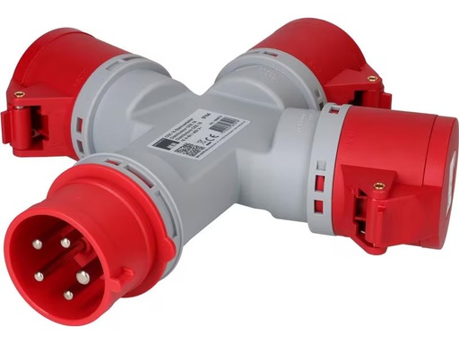 [90295775 1566268] Max Hauri Sternverteiler 1x CEE16/5 - 3x CEE16/5, 400 V, IP44, Rot