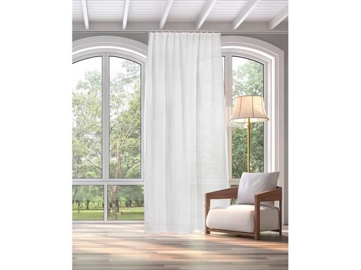[90295888 1524748] Casa Leon Dekovorhang mit Faltenband Leinen 140 cm x 245 cm, Ivoire