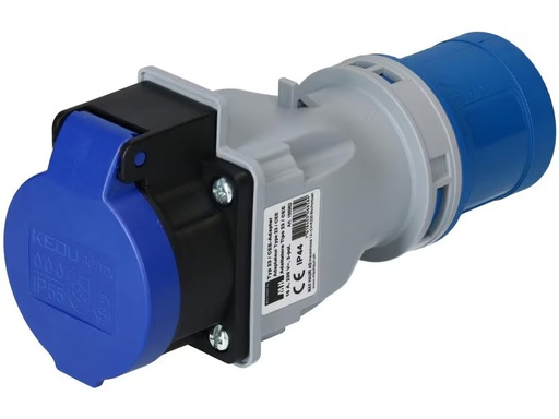 [90296211 1566269] maxCAMP Adapterstecker CEE16/3 - T23, Blau/Grau