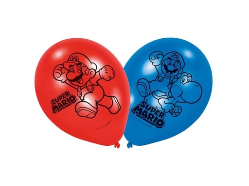 [90296279 1565262] Amscan Luftballon Super Mario 6 Stück, Latex