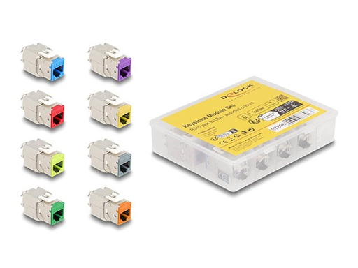 [90296309 1565122] Delock Keystone-Modul RJ45 zu LSA, Cat.6A Farbig, 8 Stück