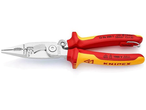 [90049410 917032] Knipex Elektro-Installtionszange 200 mm verchromt, Öse