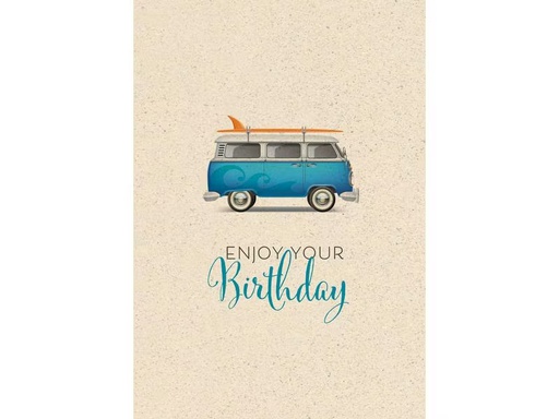 [90296340 1567557] Natur Verlag Geburtstagskarte VW Bus 17.5 x 12.2 cm