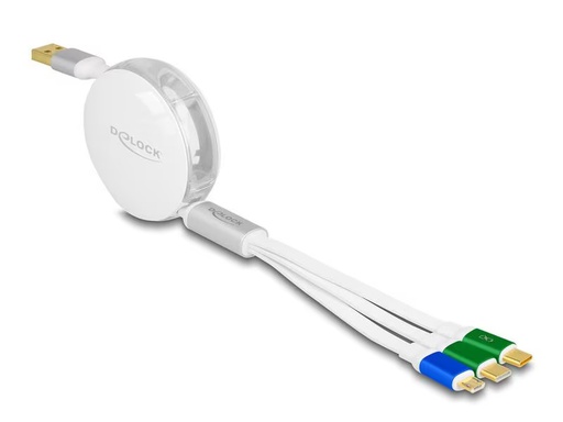 [90296348 1565107] Delock USB 2.0-Kabel USB A – Micro-USB B/2x USB C 1.13 m, Weiss