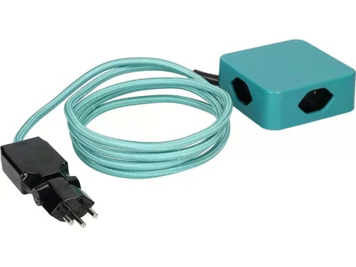 [90296416 1566232] maxTex Steckdosenleiste Cube 4x T13, Türkis/Schwarz