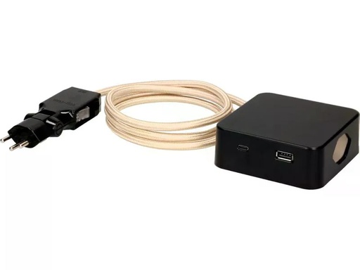 [90296450 1566241] maxTex Steckdosenleiste Cube 3x T13, USB A/C, Schwarz/Sand