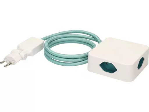 [90296458 1566234] maxTex Steckdosenleiste Cube 4x T13, Weiss/Türkis