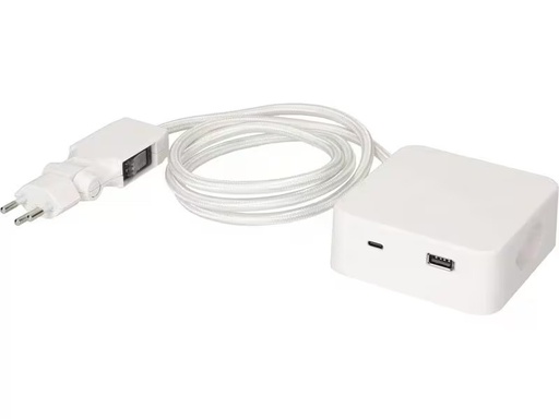 [90296459 1566246] maxTex Steckdosenleiste Cube 3x T13, USB A/C, Weiss/Weiss
