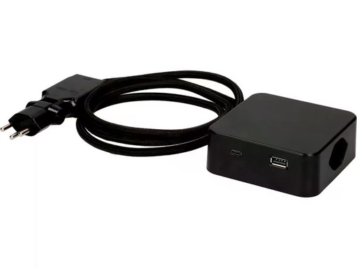 [90296469 1566247] maxTex Steckdosenleiste Cube 3x T13, USB A/C, Schwarz/Schwarz