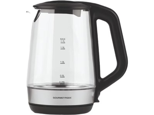 [90297035 1531228] GOURMETmaxx Wasserkocher 1.7 l, Schwarz/Transparent