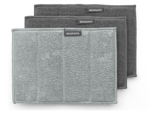 [90049485 1058433] Brabantia Mikrofaser-Reinigungstuch 3 Stück, Hellgrau/Grau/Dunkelgrau