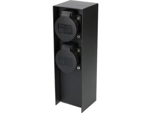[90297190 1566255] Max Hauri Gartensteckdosensäule 2x T13 IP44, Stahl, Schwarz
