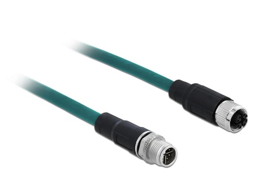 [90049506 978001] Delock Patchkabel M12-M12 Cat 6A, S/FTP, 1 m, Blau, 8Pin-X-kodiert