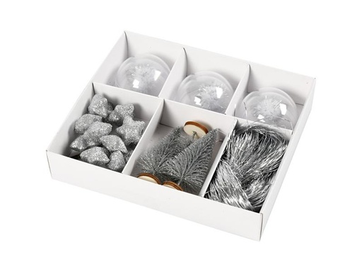 [90049525 1067066] Creativ Company Geschenkdekoration Silber, 21 assortierte Teile