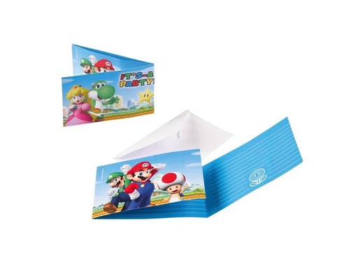 [90297691 1565268] Amscan Einladungskarte Super Mario 8 Stück
