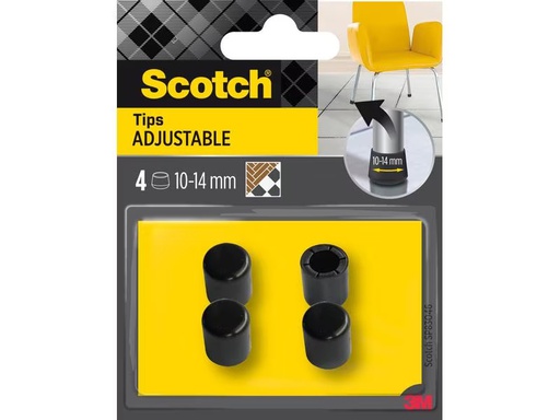 [90298313 1571184] 3M Stuhlbeingleiter Adjustable, Ø 10-14 mm, Schwarz, 4er Pack