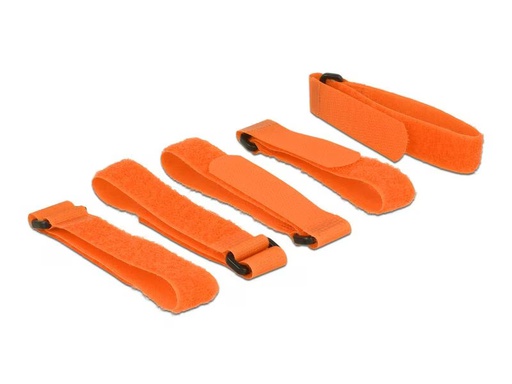 [90298483 1573961] Delock Klettkabelbinder mit Schlaufe Orange 300 mm x 20 mm, 5 Stück