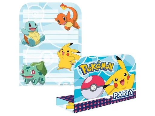 [90298527 1565248] Amscan Einladungskarte Pokemon 8 Stück