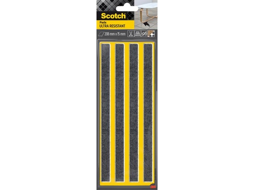 [90298620 1571153] 3M Filzgleiter Ultra Resistant, 208 mm x 15 mm, Grau, 4er Pack