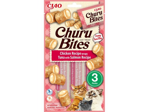 [90299275 1571728] CIAO Churu Katzen-Snack Bites Thunfisch, Lachs &amp; Huhn, 3 x 10 g
