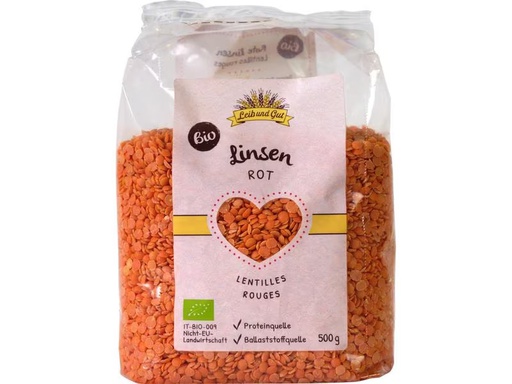 [90299907 1563733] Leib und Gut Bio Linsen rot 500 g