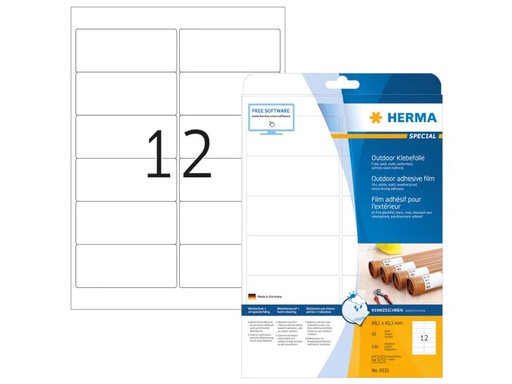 [90049793 1085804] HERMA Outdoor-Etiketten 9533 99.1 x 42.3 mm, 120 Etiketten