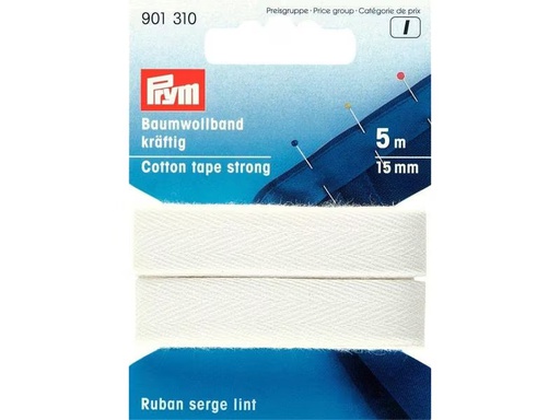 [90300168 1575929] Prym Baumwollband Weiss, 5 m x 15 mm