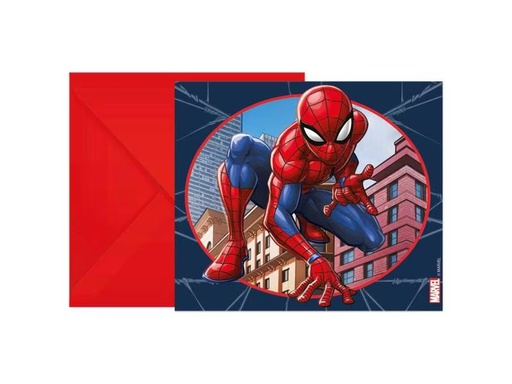 [90300296 1565373] Amscan Geburtstagskarte Marvel Spiderman 6 Stück