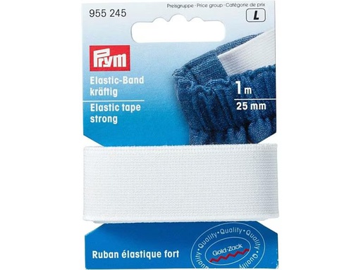 [90300411 1575970] Prym Elastikband kräftig Weiss, 1 m x 25 mm