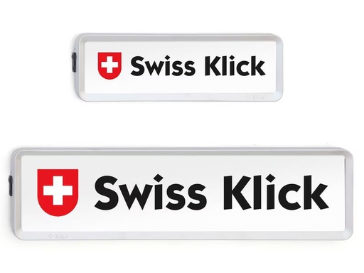 [90300665 1571682] Swiss Klick Kennzeichenhalterset Langformat Chrom Matt