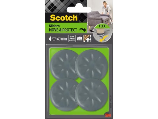 [90300723 1571152] 3M Möbelgleiter Flexibal, Ø 40 mm, Grau, 4er Pack