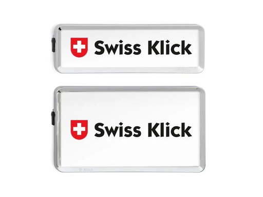 [90300844 1571679] Swiss Klick Kennzeichenhalterset Hochformat Chrom Glanz
