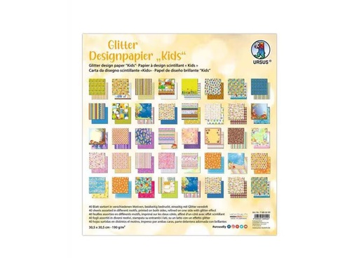 [90300876 1447245] URSUS Designpapier Glitter Love 40 Blatt, 190 g/m²