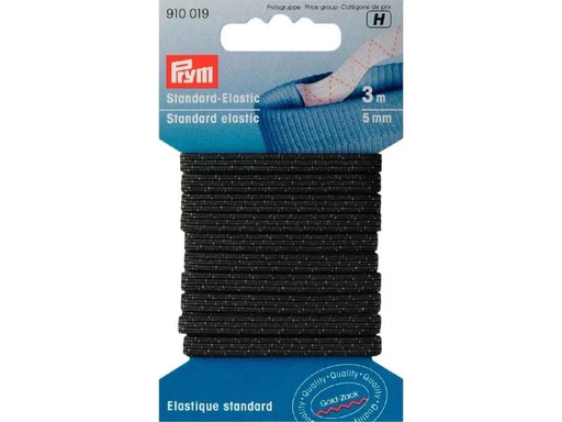 [90301139 1576066] Prym Elastikband Schwarz, 3 m x 5 mm