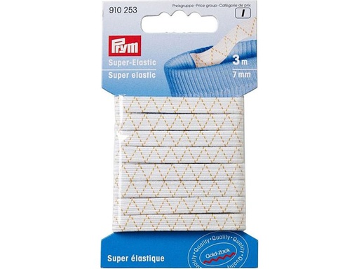 [90301250 1576076] Prym Elastikband Weiss, 3 m x 7 mm