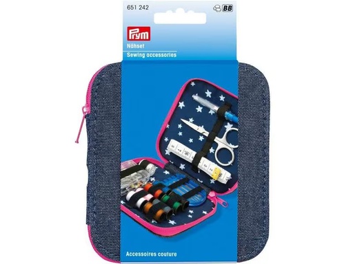 [90301420 1576081] Prym Nähset Travel Box Jeansblau/ Pink